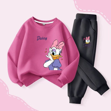Autumn Baby Girl Boy Clothes Set Children Disney Daisy Duck Printing Sweatshirt Top and Pants Bottom 2 Pcs Suit Cotton Tracksuit