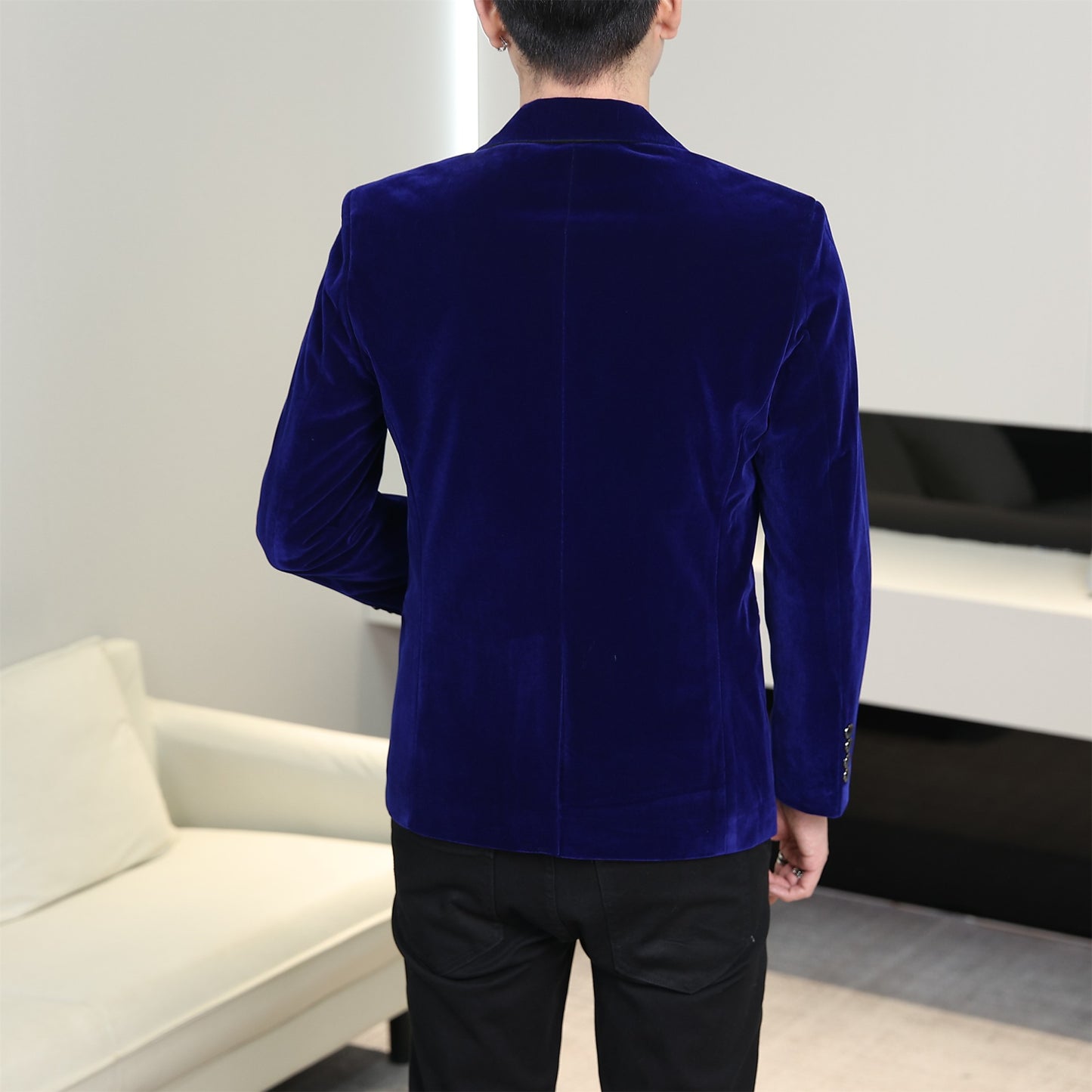 Gold Velvet Suit Men's Trendyy Performance Suit Spring & Fall All Year Round Slim Thin Youth Dress Groomsmen Groom's Dress Wedding Party Suit