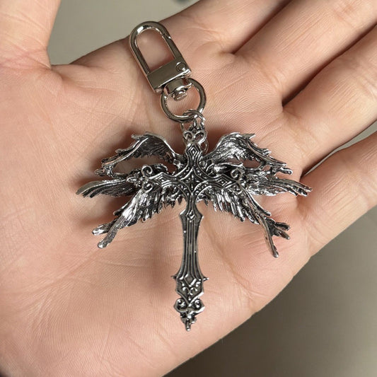 Retro Gothic Jesus Wings Cross Pendant Necklace Jewelry for Men Women Large Vintage Dark Punk Religious Amulet Necklaces Gifts