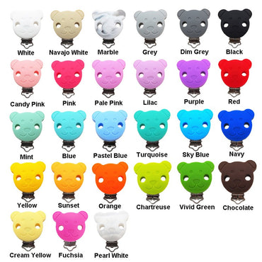 Chenkai 10PCS Round Bear Star Silicone Teether Clip DIY Baby Pacifier Dummy Chain Holder Soother Nursing Jewelry Toy Clips