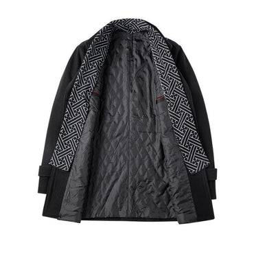 High-quality men's fashionable, stylish, versatile, trendy and casual autumn and winter woolen overcoat with a scarf