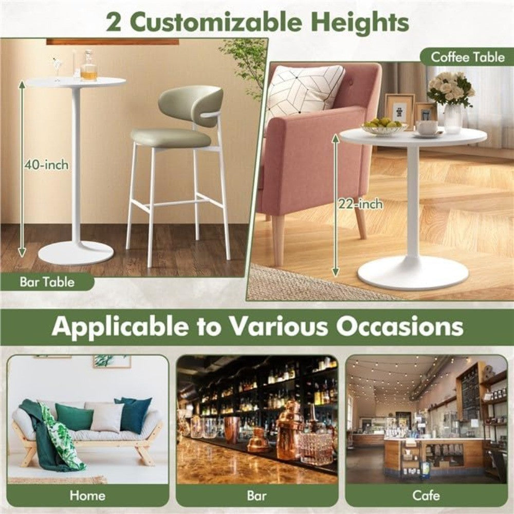 Modern Convertible Standing Cocktail Table, 40/22 Inch Dual-Height Round Bar Table for Dining and Serving