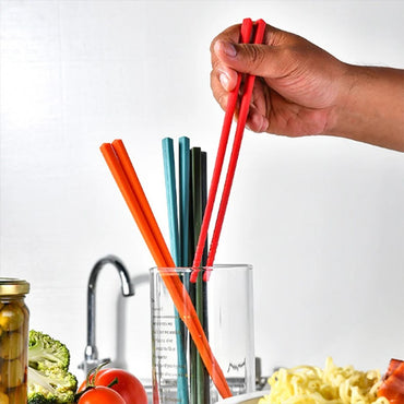 Conjunto de Hashis de Silicone Japoneses Antiderrapantes para Macarrão Sushi Kit Utensílios de Cozinha para Presente Jantar