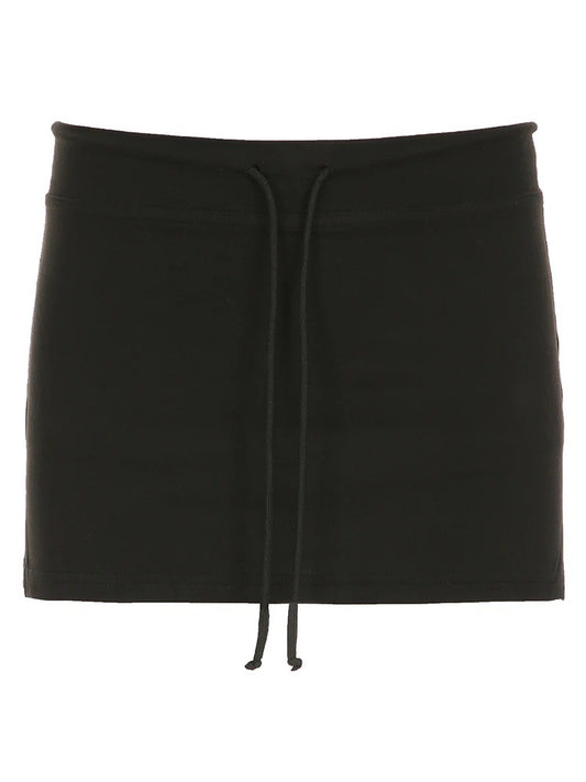 Solid Lace-up Mini Skirts Sexy American Retro Basic Vintage Casual Short Bottoms
