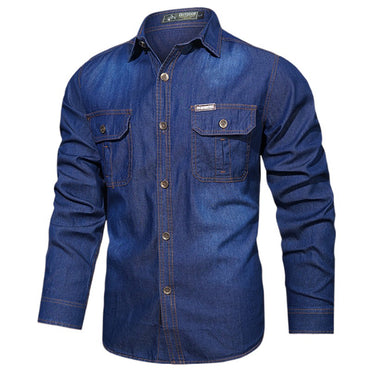 Men's Spring Denim Thin Shirt Soft Cotton Slim Fit Jeans Cowboy Streetwear Male Autumn Long Sleeve Shirts Plus Size 5XL