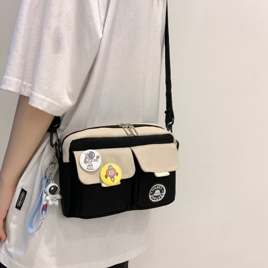 Fashion Versatile Men's Crossbody Bag Large Capacity Japanese Style Shoulder Bag Retro with Pendant Messenger Bag Unisex