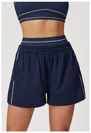 New Color Blocking Sports Shorts for Women High Waisted Loose Straight Leg Pocket Sweatpants Outdoor Fitness Running Yoga Shorts