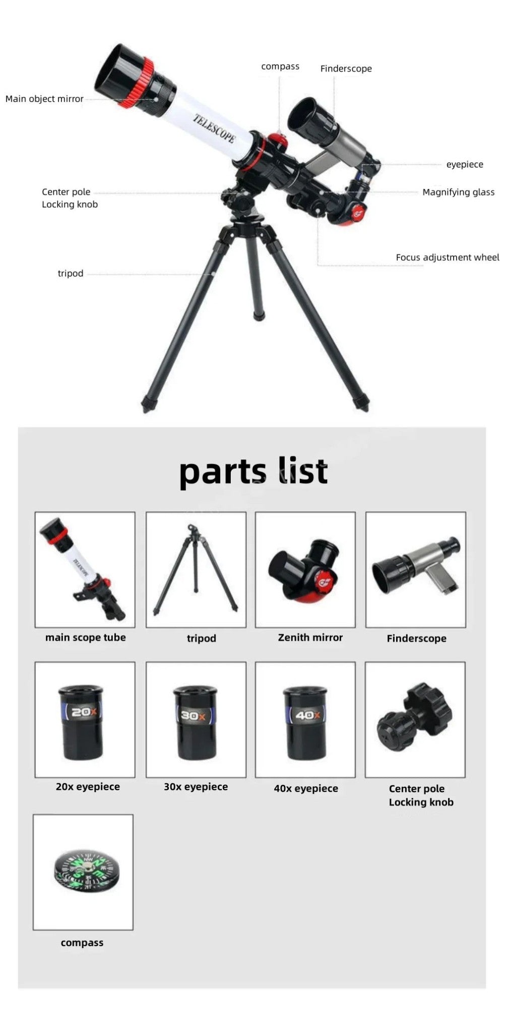 Potente Telescópio Astronômico Monocular Profissional de Alta Definição com Função de Observação Planetária de Alta Definição