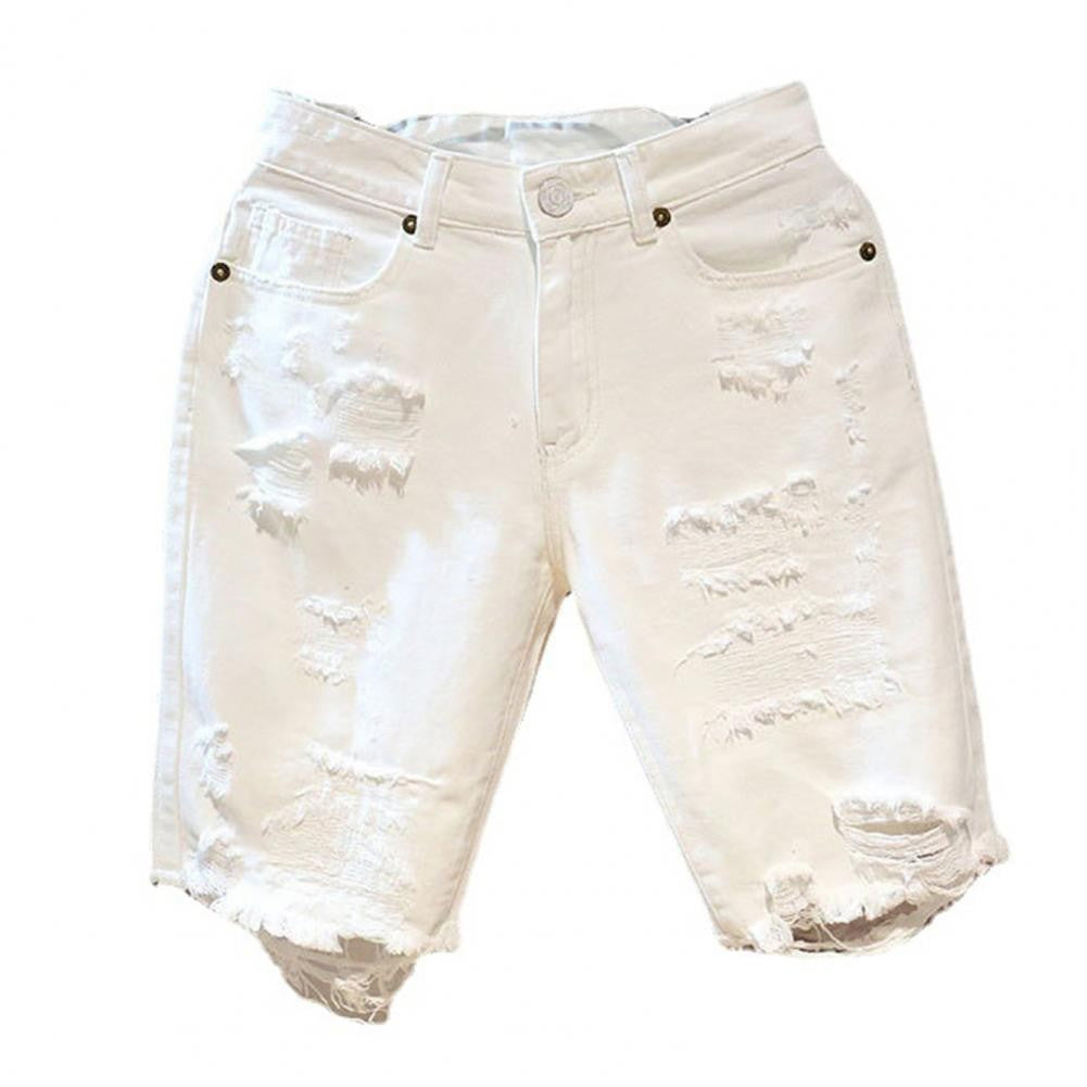 Multi Pockets Denim Match Top Button Zipper Closure Men Summer Short Jeans Men Summer Shorts Men Garment