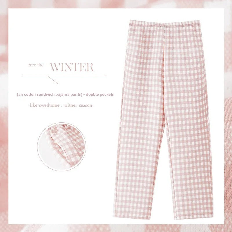 Thickened Air Cotton Sleep Pants Women's Autumn Winter Home Clothes Mid-aged Mom Warm Outerwear Large Size Home Pants