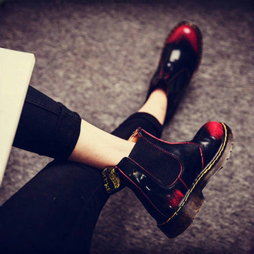 New Unisex Autumn Breathable Leather Ankle Boots Smooth Leather Platform Chelsea Boot for Women Men Platform Boots