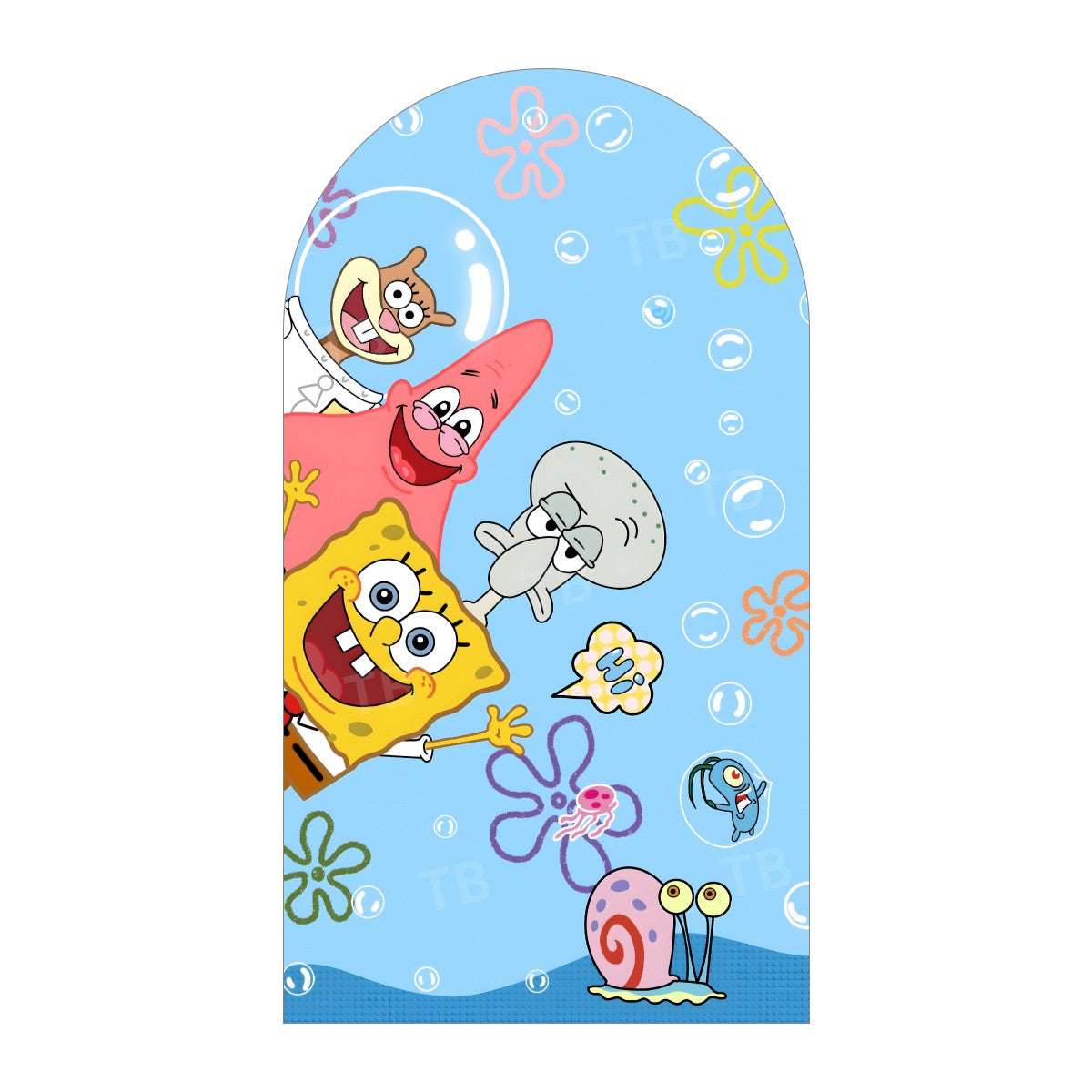 SpongeBob Theme Arch Backdrop Cover Squidward Patrick Baby Shower Kids Birthday Party Decoration Photograph Background Wall