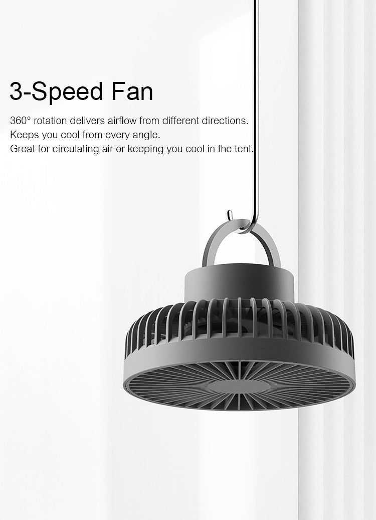 10000mAh 4000mAh Camping Fan Rechargeable Desktop Portable Circulator Wireless Ceiling Electric Fan with Power Bank LED Lighting