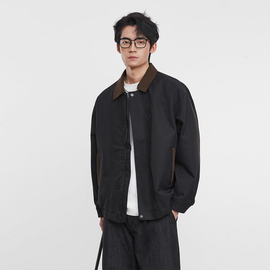 American Retro Men's Fashion Jacket 2025 Spring and Autumn New Loose Solid Color Lapel Workwear Top Men's Jacket