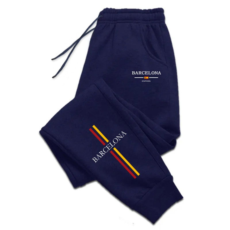 Calça masculina esportiva de corrida lenta, calça casual estampada da moda, calça esportiva de fitness
