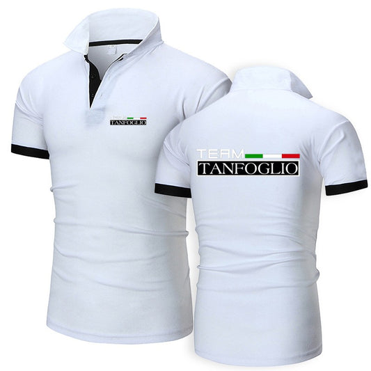 2024 Summer Men's Tanfoglio Logo Print High Quality Cotton Short Sleeve Solid Color Casual Lapel Collar Quick Drying Polo Shirts