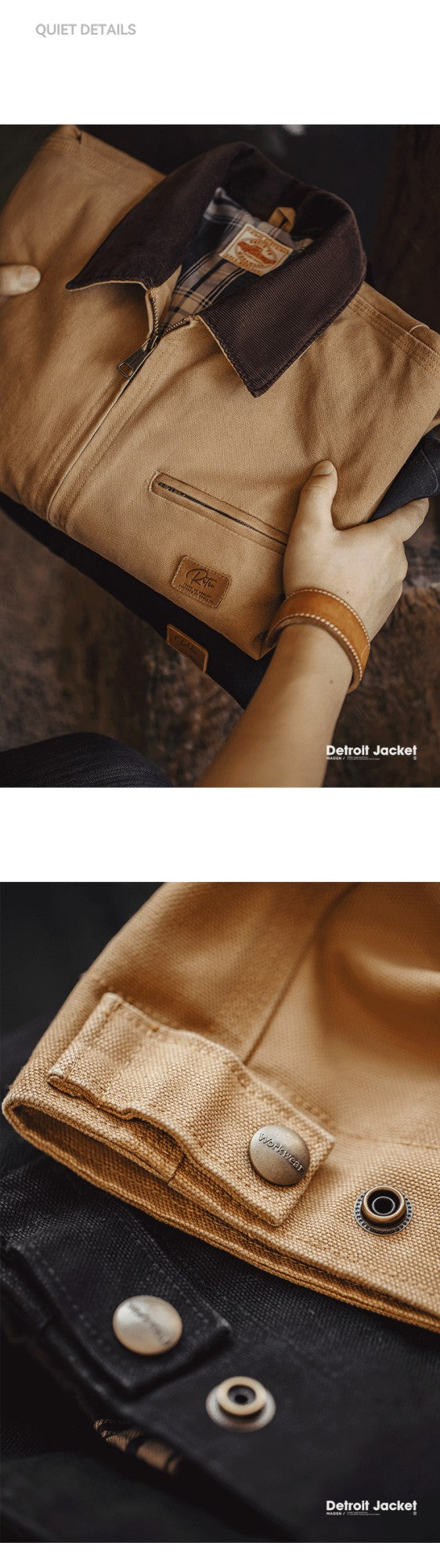 Maden Retro Canvas Detroit Hunting J001 Jacket Heavyweight Pocket Work Jacket Lapel Collar Zipper Coat for Men's Spring and Fall