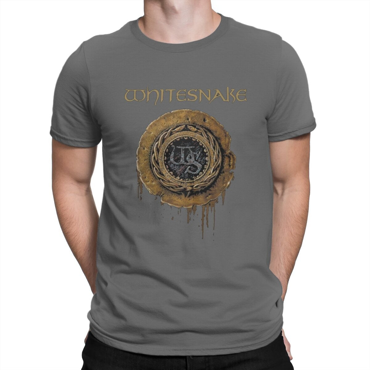 Whitesnake Creative TShirt for Men The Old Logo Round Neck Basic T Shirt Distinctive Birthday Gifts OutdoorWear