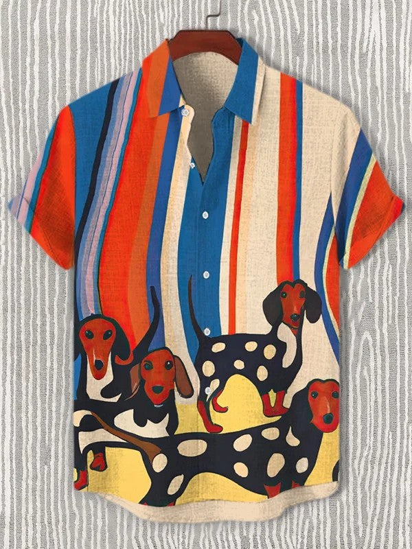 Fashion Men's Art Graphics Shirt Short Sleeved Button Down Lapel Shirts For Summer Oversized Tops Vacation Casual Hawaiian Shirt