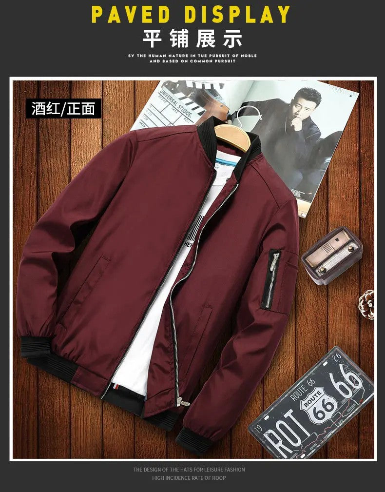 Men's Jacket Autumn Long Sleeve Baseball Uniform Windproof Cycling Thin Jacket Solid Zipper Casual Jacket Outdoor Sports Coat