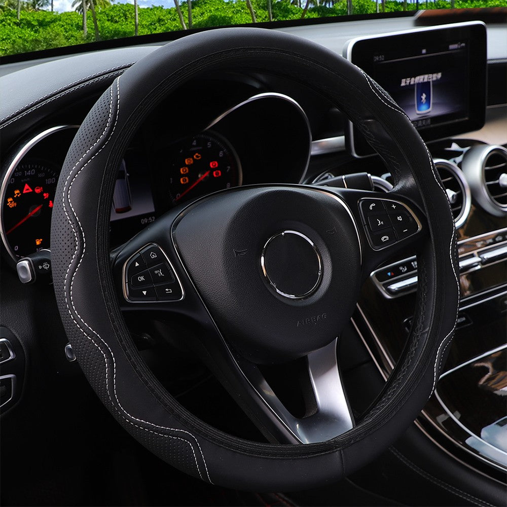 1 capa de volante de couro tipo mão de massagem estéreo em relevo sem anel interno para automóveis, cabe 14,5-15 polegadas