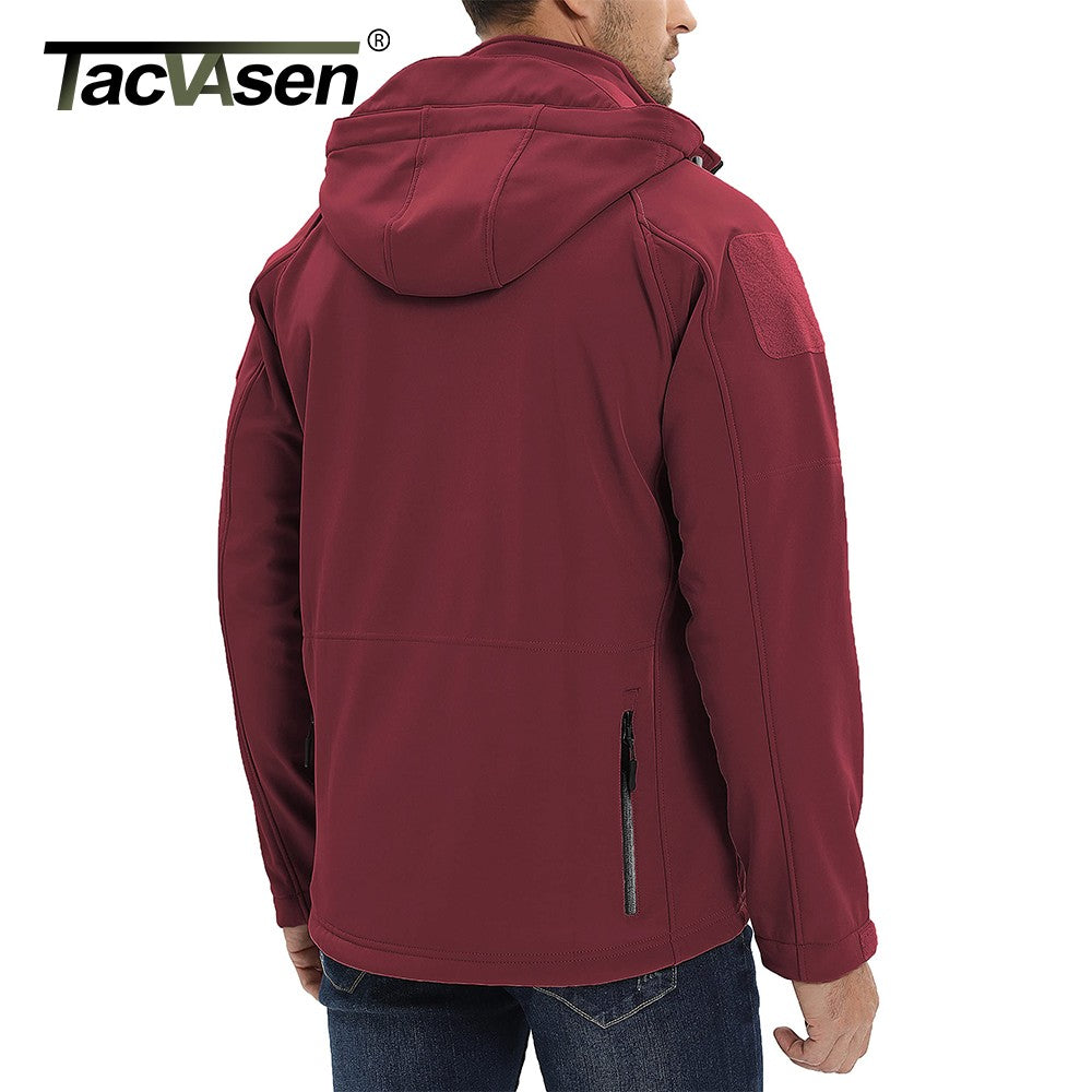 TACVASEN Fleece Lined Waterproof Jackets Mens Jacket Coats Outdoor Safari Windbreaker Winter Warm Work Jacket Outwear Windproof