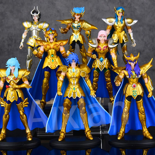 Aixlan 8PCS Saint Seiya Figure Kanon Hyoga 18CM Gold Saint PVC Action Figure Amine Toy Birthday Gift Ollectible Figurine