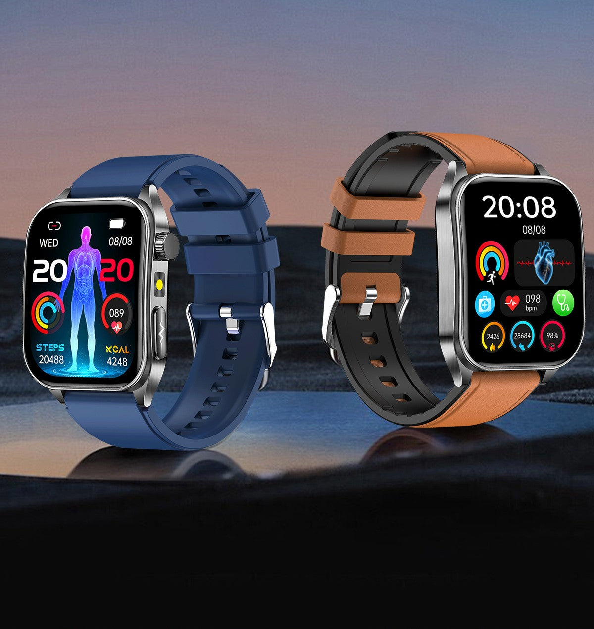 2025Novo 650nm Laser Condicionamento Safira Vidro Smart Watch Homens ECG Frequência Cardíaca Micro Exame Físico Saúde Smartwatch Temperatura