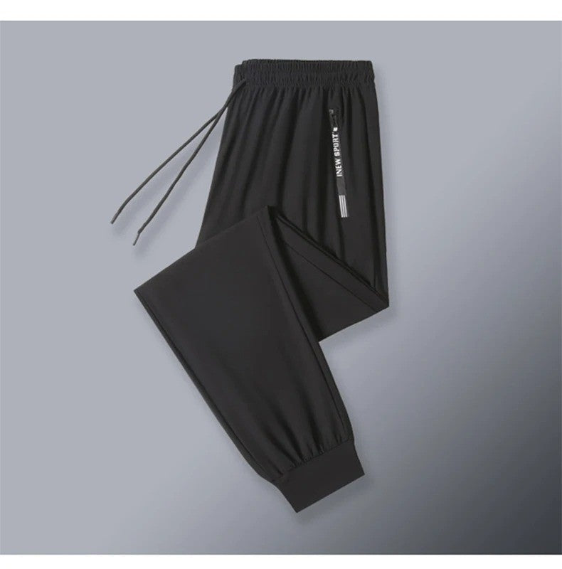 Ice Silk New Pants for Men's Summer Thin Style Sports Quick Dried Straight Leg Draping Wide Leg Pants Casual Long Pants for Men