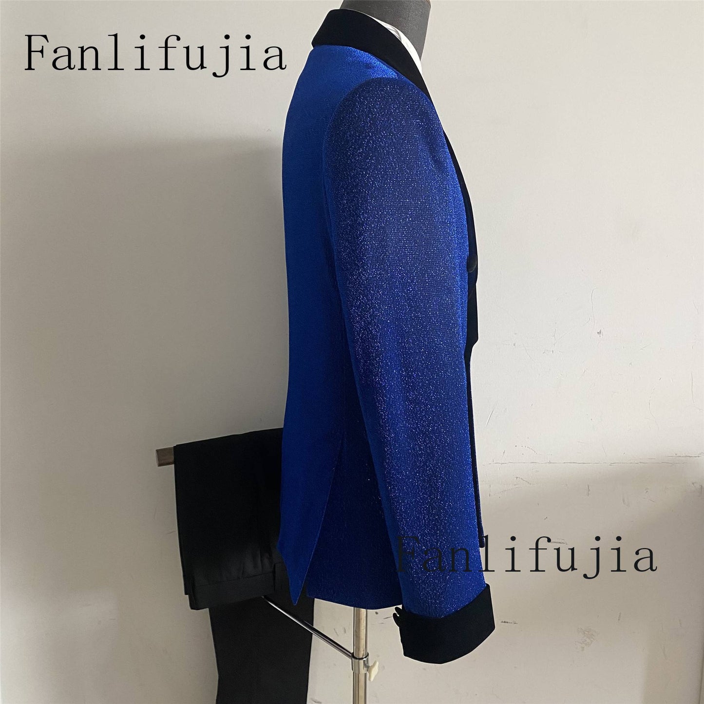 Fanlifujia Luxury Red Glitter Suits Men Groom Wedding Tuxedo Double Breasted Blazer Formal Evening Party Prom Dress 2 Pieces Set