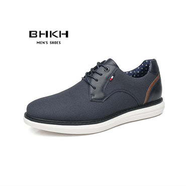 BHKH 2025 Genuine Leather Dress Shoes Comfy Men Casual Shoes Smart Business Work Office Lace-up Men Shoes