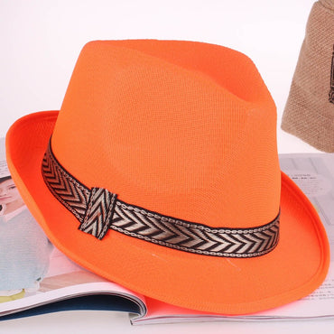 Summer short brim Fast Dry jazz hat for Children Men Women with Striped Band outdoor Beach Parent-child Cap UV protection hat