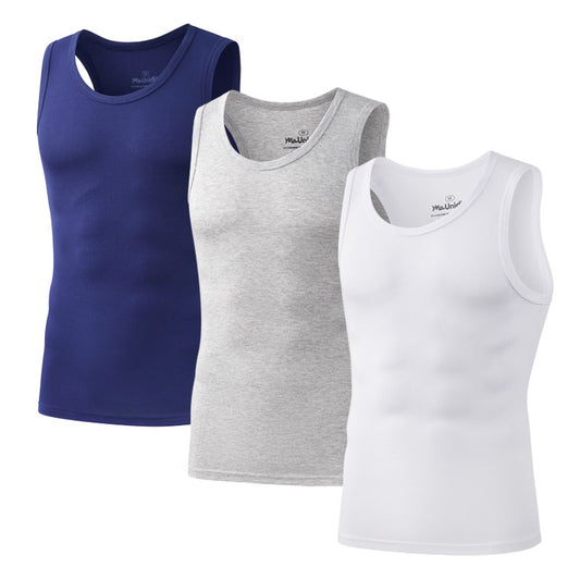 3Pcs/Pack Solid Color Men's Tank Top Sleeveless Undershirts Men Vest Gym T-Shirt High Quality Bamboo Fiber Man Singlets Sports
