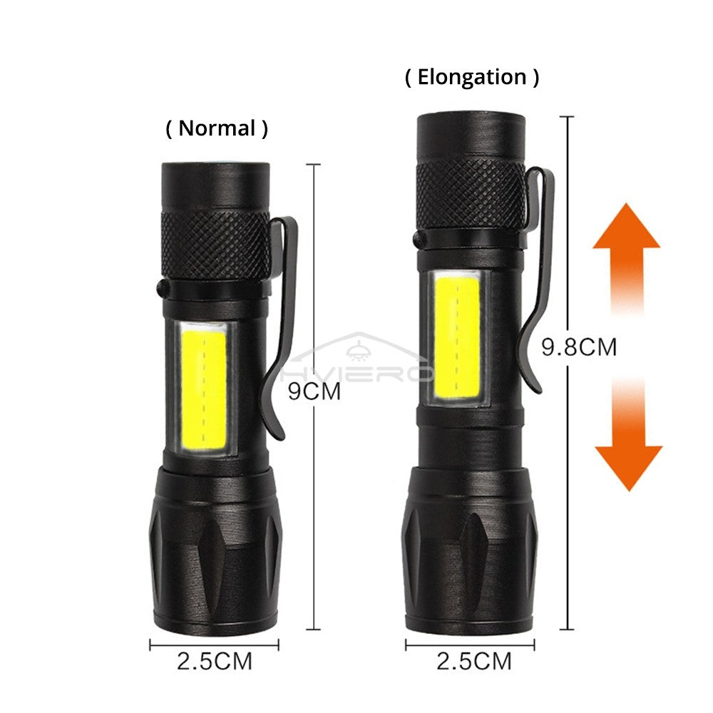 Flashlight Battery Charge Mini Led 3W Focus Adjustable Side Lamp Convenient Waterproof T6 Light Ultra Bright For Camping Hiking