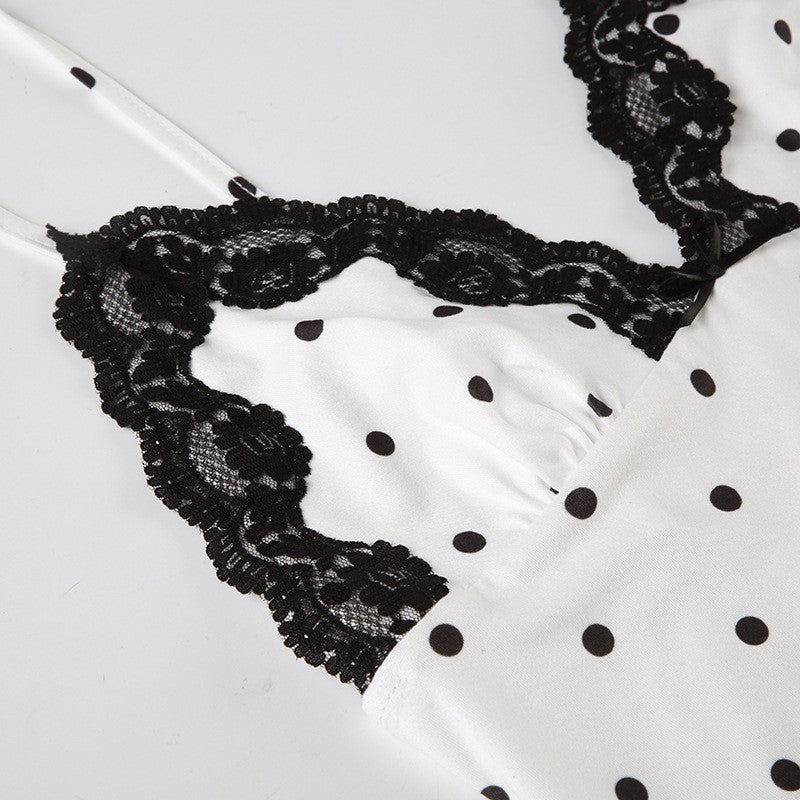 Tossy Lace V-Neck Patchwork Maxi Dress Women Backless High Waist Slim Spaghetti