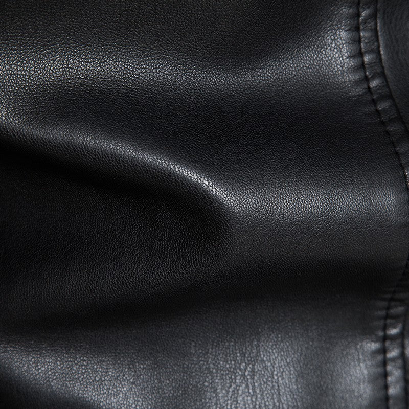 2024 Leather Men's New Trend Fashion Spring And Autumn Stand Collar Comfortable Slim Leather Jacket Handsome Youth Coat