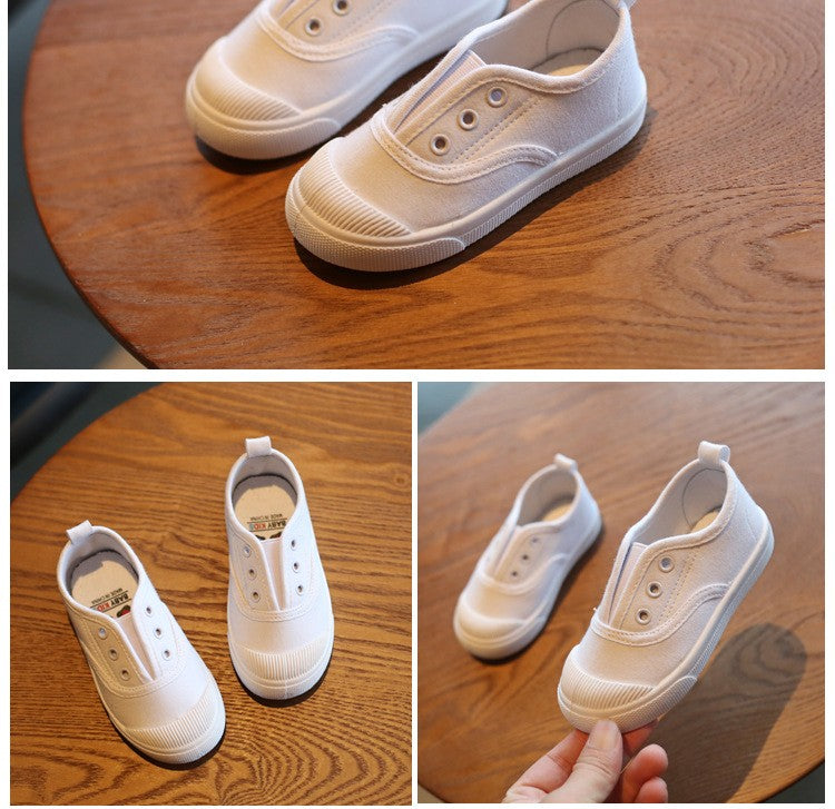 New Spring Summer Children's Canvas Shoes Girls White Shoes Fashion Boys Soft Campus White Causal Shoes Non-slip Sneakers