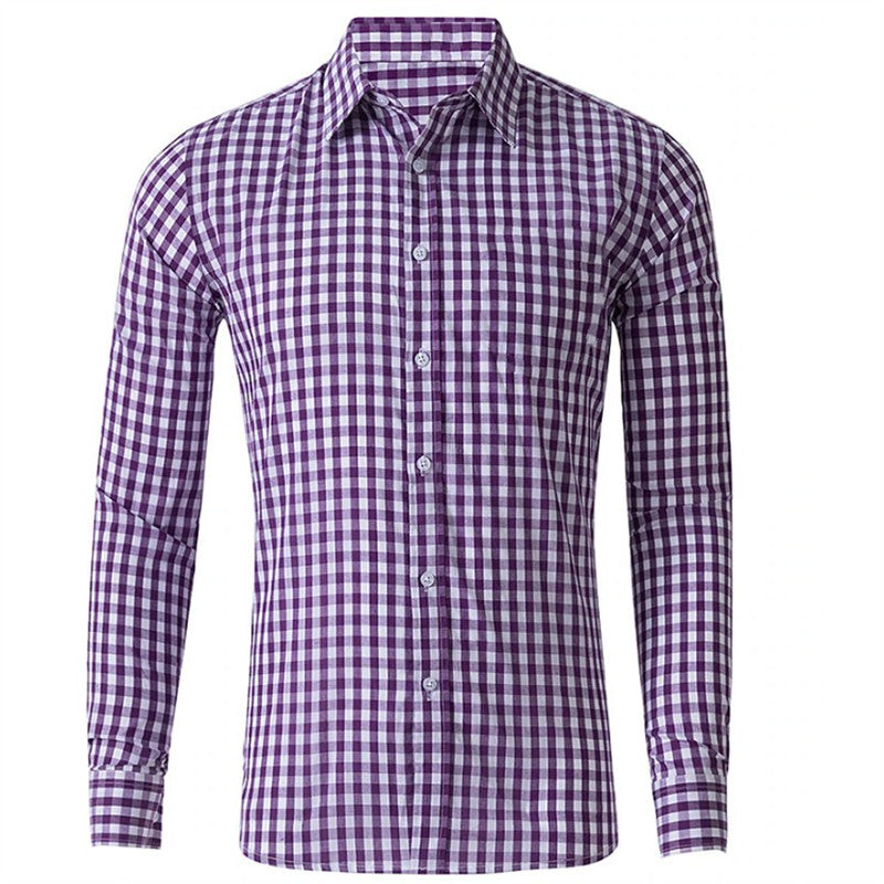 Men's shirt button-up shirt red blue long sleeve plaid/check lapel street resort printed clothing fashion casual Hawaii 5XL