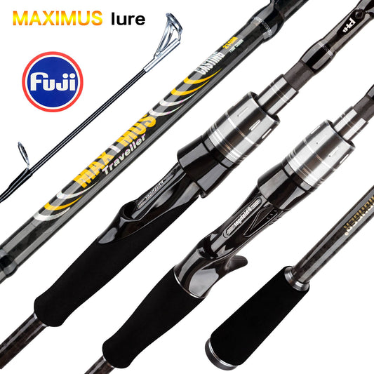 Vara de Pesca de Isca MAXIMUS 1.8m 2.1m 2.4m 2.7m 3.0m Carbono 30T Spinning Baitcasting Guia FUJI Viagem Casting 3-35g L/M/MH BIUTIFU