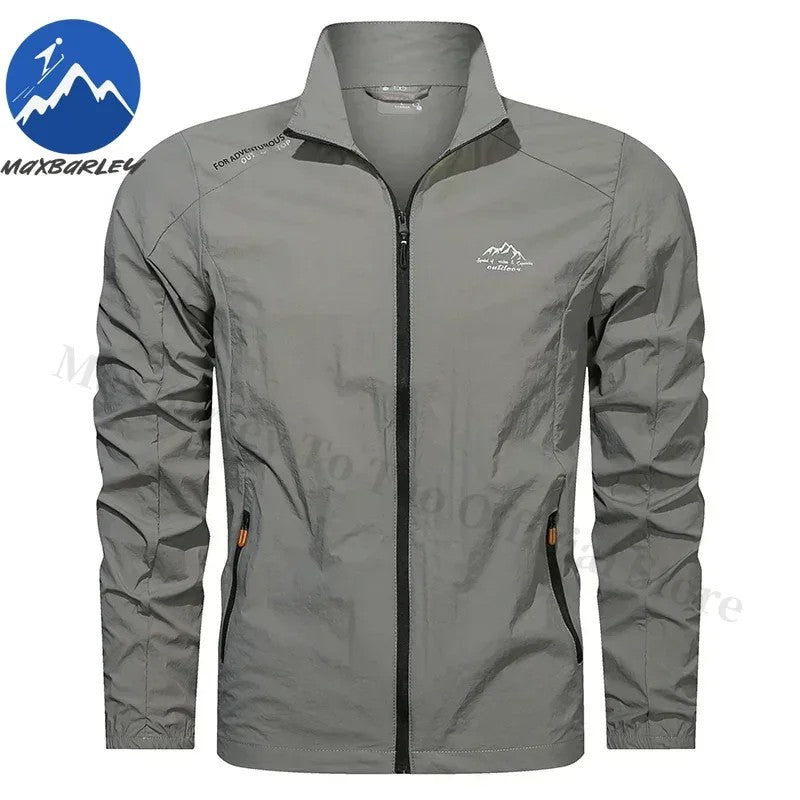 Men Summer Windbreaker Zip Pockets UV Sun Protection Jackets Breathable Ultra-light Working Clothes Outdoor Skin Thin Coats Camp