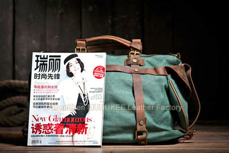 Vintage Military Canvas + Genuine Leather Men Shoulder Bag Sling Crossbody Bag Tote Handbag Men Canvas Messenger Bag Leisure