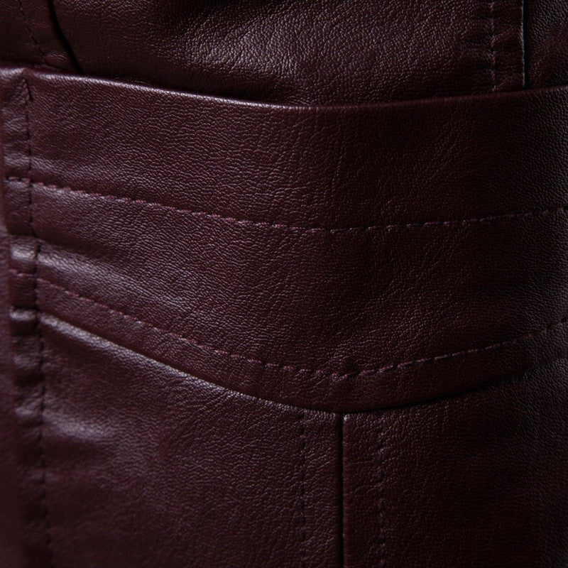 Black Men's PU Leather Suit, Leather Jacket Coat, Burgundy, Navy, Earthy Leather Jacket, Asian Size M-4XL