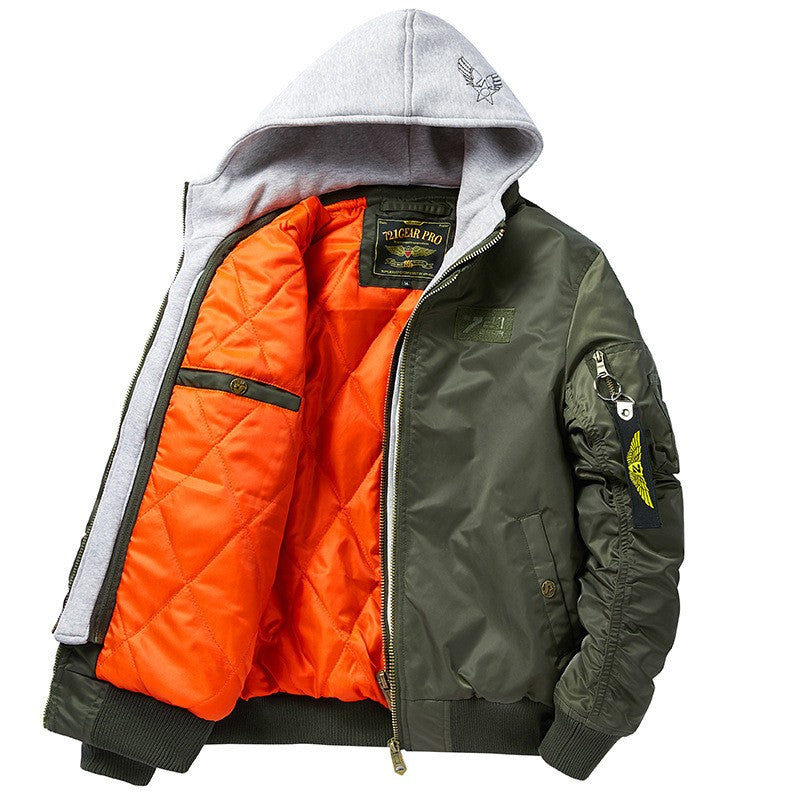 Winter Thick Hooded Bomber Jacket Men Military Windbreaker Multi-pocket Air Force Coats Male Autumn Streetwear Baseball Jackets