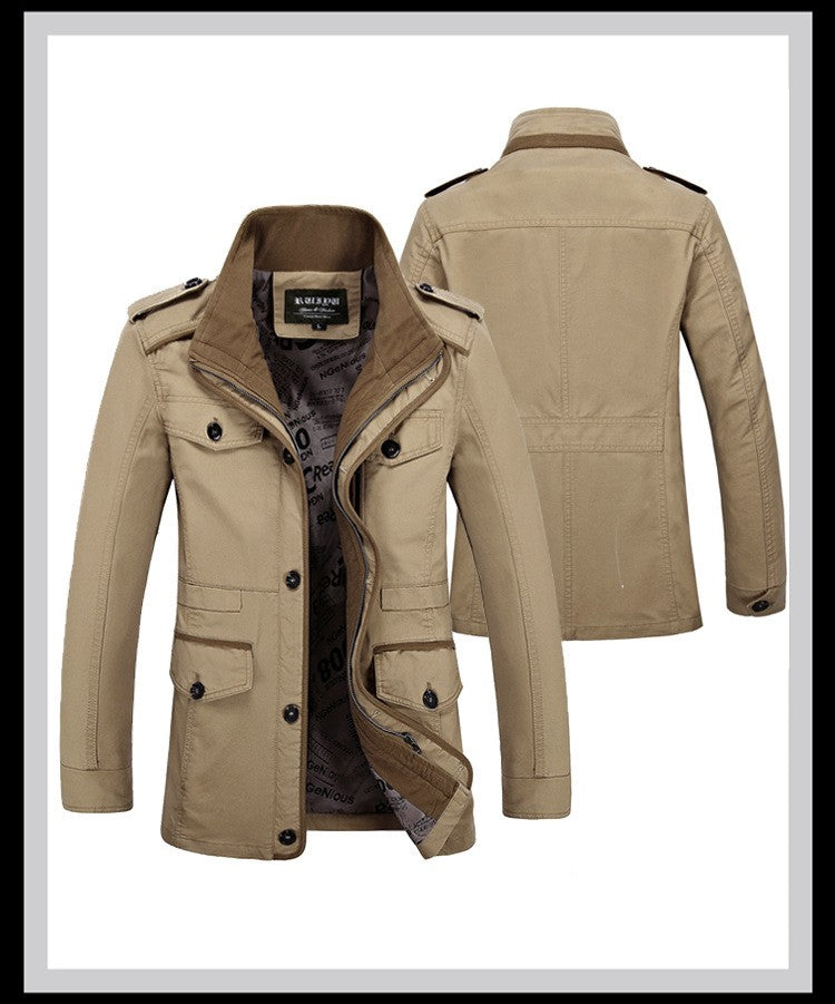Oversize Men's Jackets Coat Male Trench Coat 5XL 6XL Spring Autumn Solid Cotton Casual Long Jacket Men Clothing Outerwear AF5806