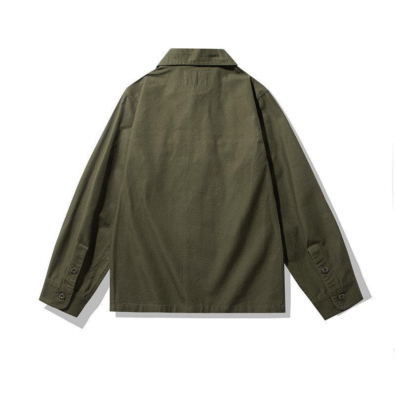 2025 Spring Men's Tiger Stripe Camo Camouflage Cargo Shirt Fashion Work Engineer Long Sleeved Shirt Jacket With Double Pockets