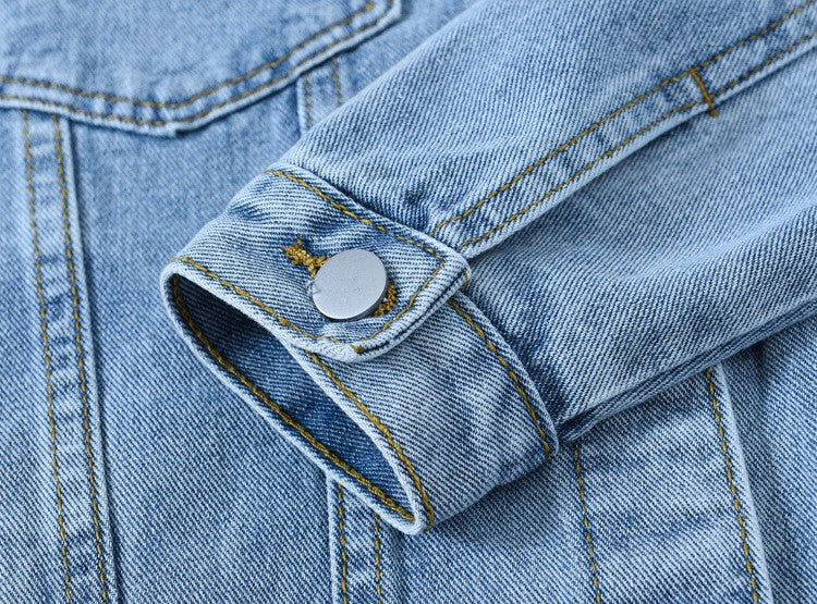 Vintage Women Jacket 2024 Autumn Winter Oversize Denim Jackets Washed Blue Jeans Coat Turn-down Collar Outwear Bomber Jacket