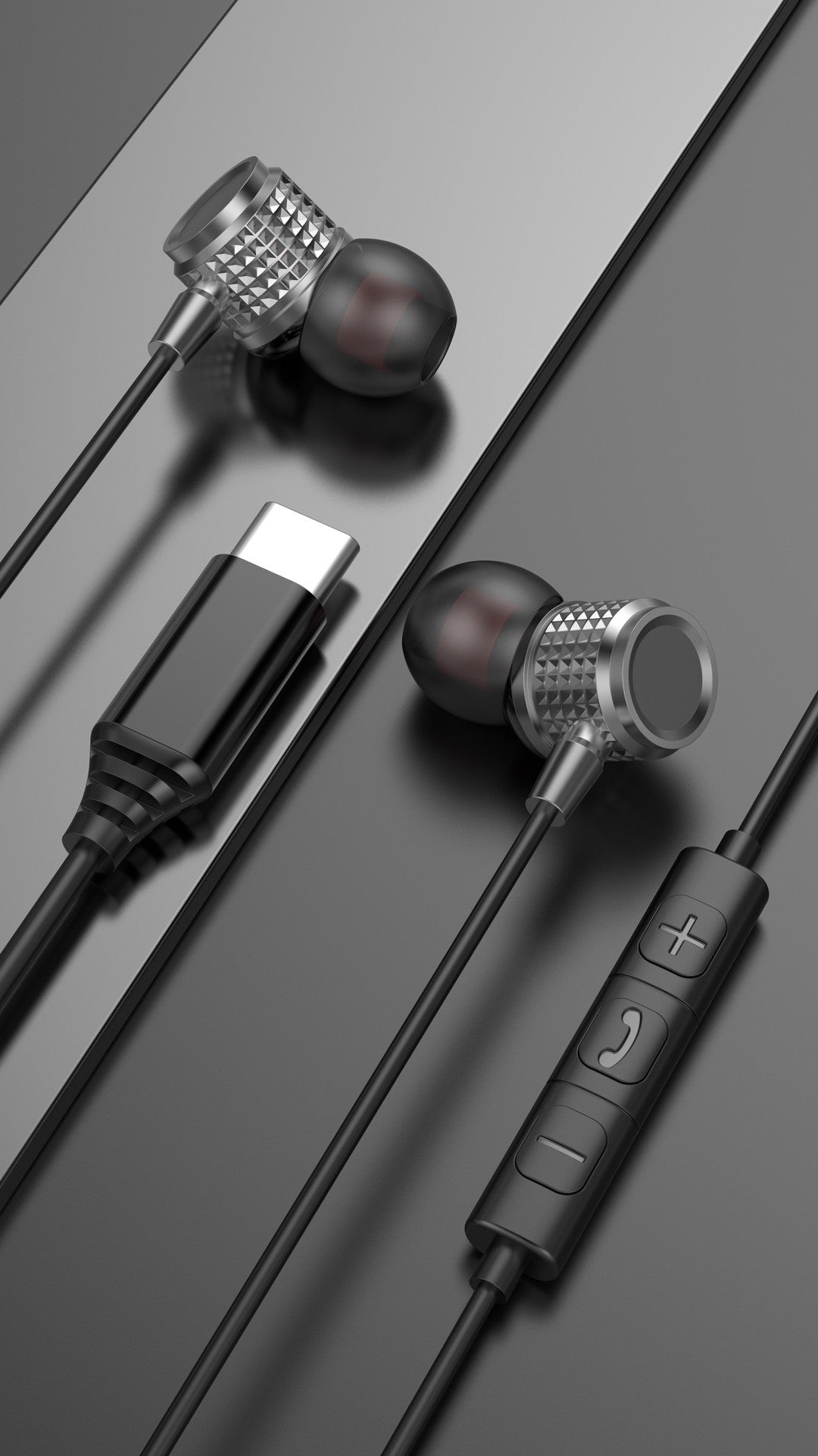 USB Type C Earbuds Metal Heavy Bass Earphones In Ear Noise Reduction 3.5mm Wired Headphones with Mic for Samsung Galaxy iPhone