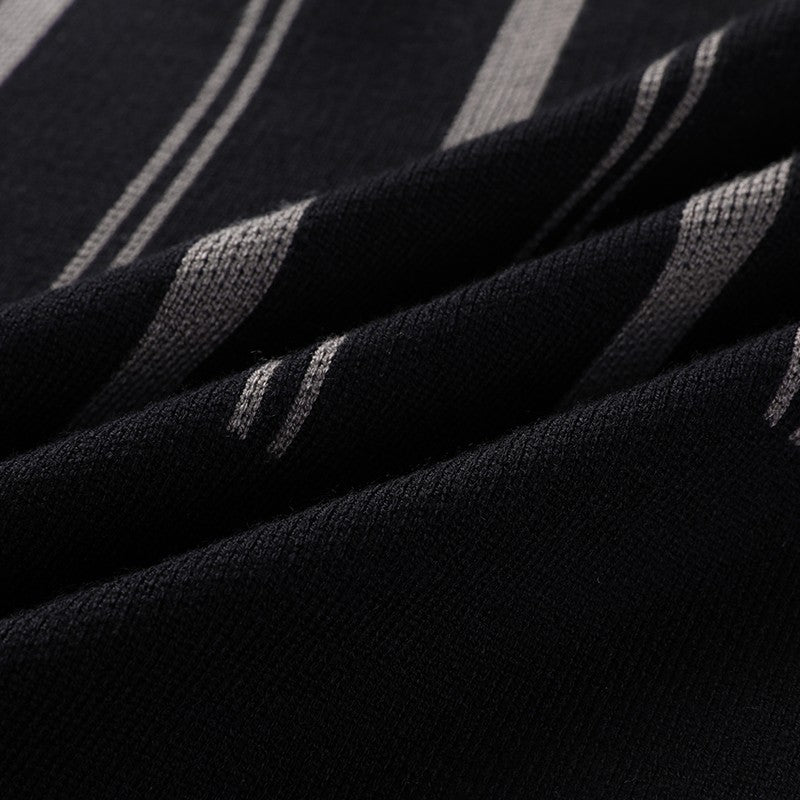 Knitted Cardigan Men's Minimalist Black and White Sweater Autumn and Winter New Slim Fit Sweater Youth Striped Jacket