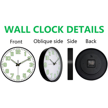 1 PC Luminous Wall Clock Light In Dark Night Digital Quartz Movement Bedrooms Living Room Study Loudspeaker Mute Clock