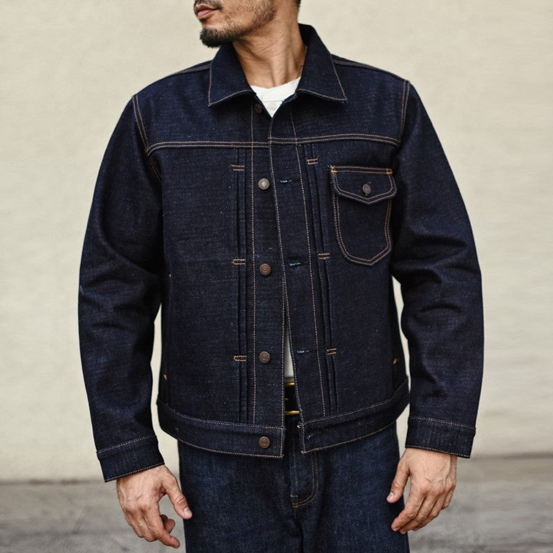 Sauce Zhan Mens Rainbow Sanforized Selvedge Denim Jacket Jean Jacket Men Regular Fit 21 OZ